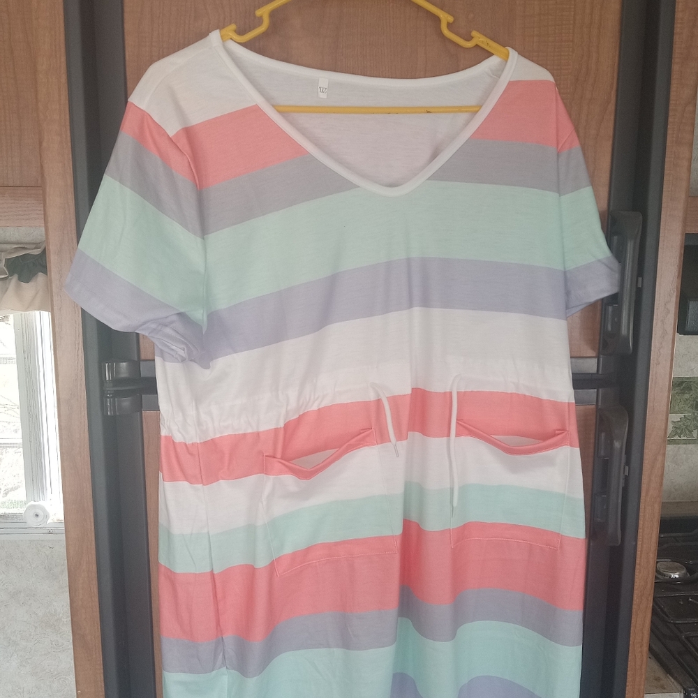 Striped Multicolor V-Neck Dress